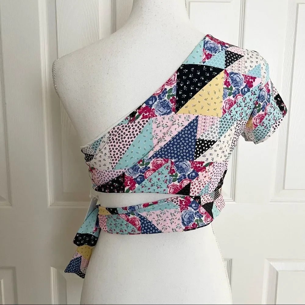 Frankies Bikinis Patchwork Halterneck Bikini Top and Puck Bikini Bottom Medium